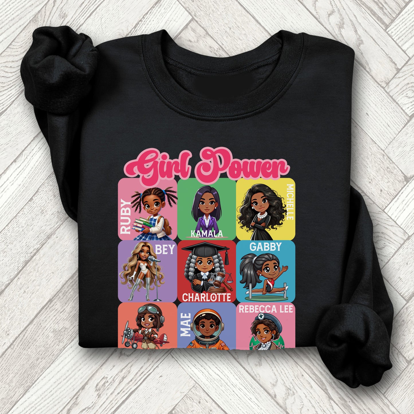 Girl Power Black History Month Toddler and Youth Kids Sweatshirts