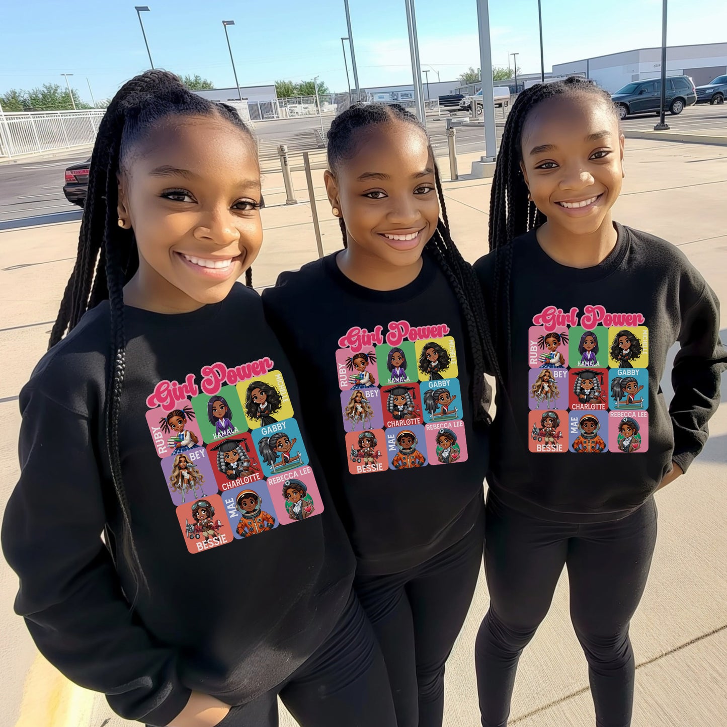 Girl Power Black History Month Toddler and Youth Kids Sweatshirts