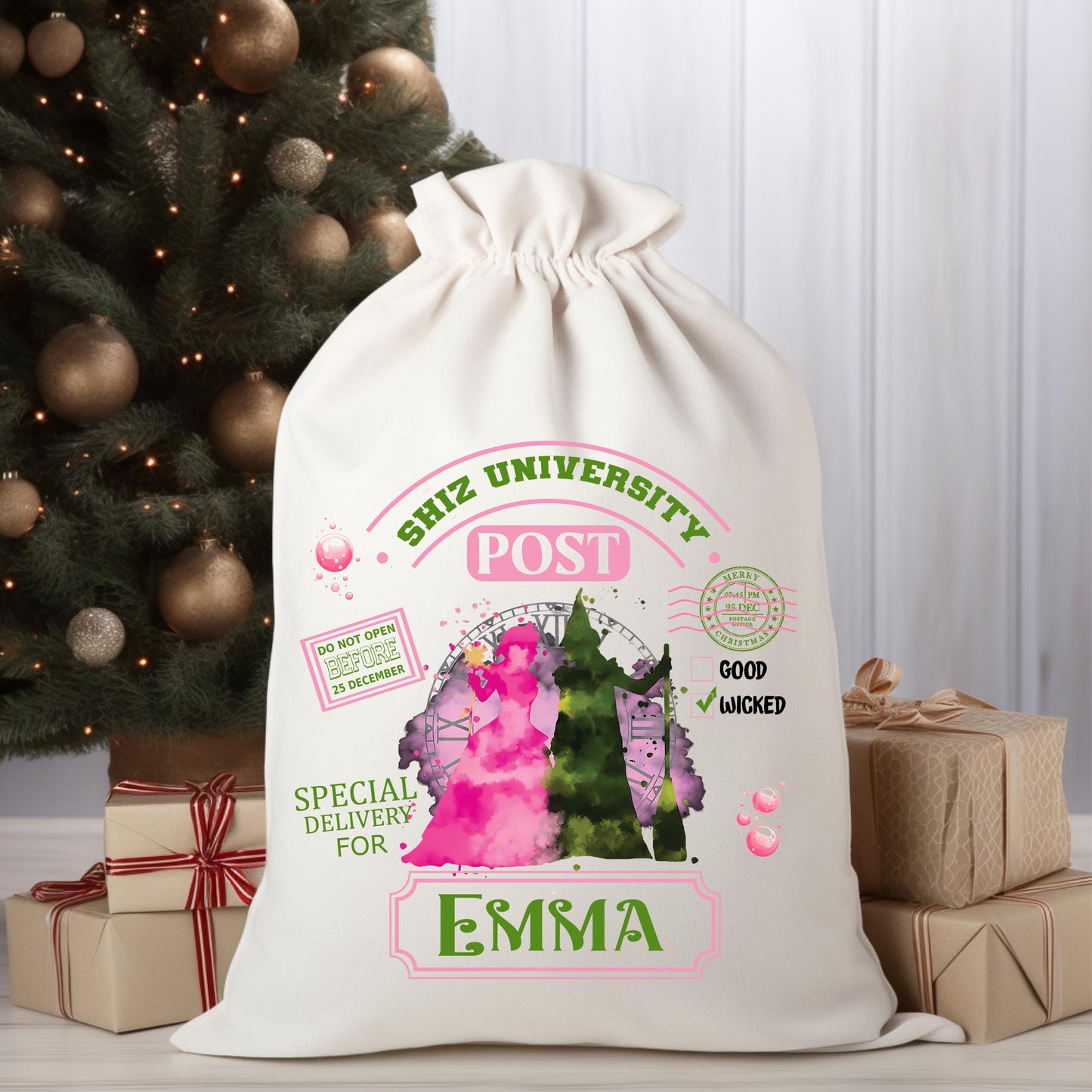 Shiz Wicked Inspired Christmas Candy Goodies Treat Bags/Santa Sacks 5 Sizes Available Xmas Deadline December 11th