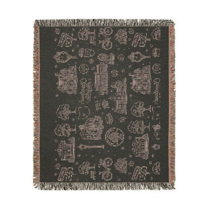 Cozy Cottage Cleveland Heights Woven Blanket — Scenic Village Throw Blanket