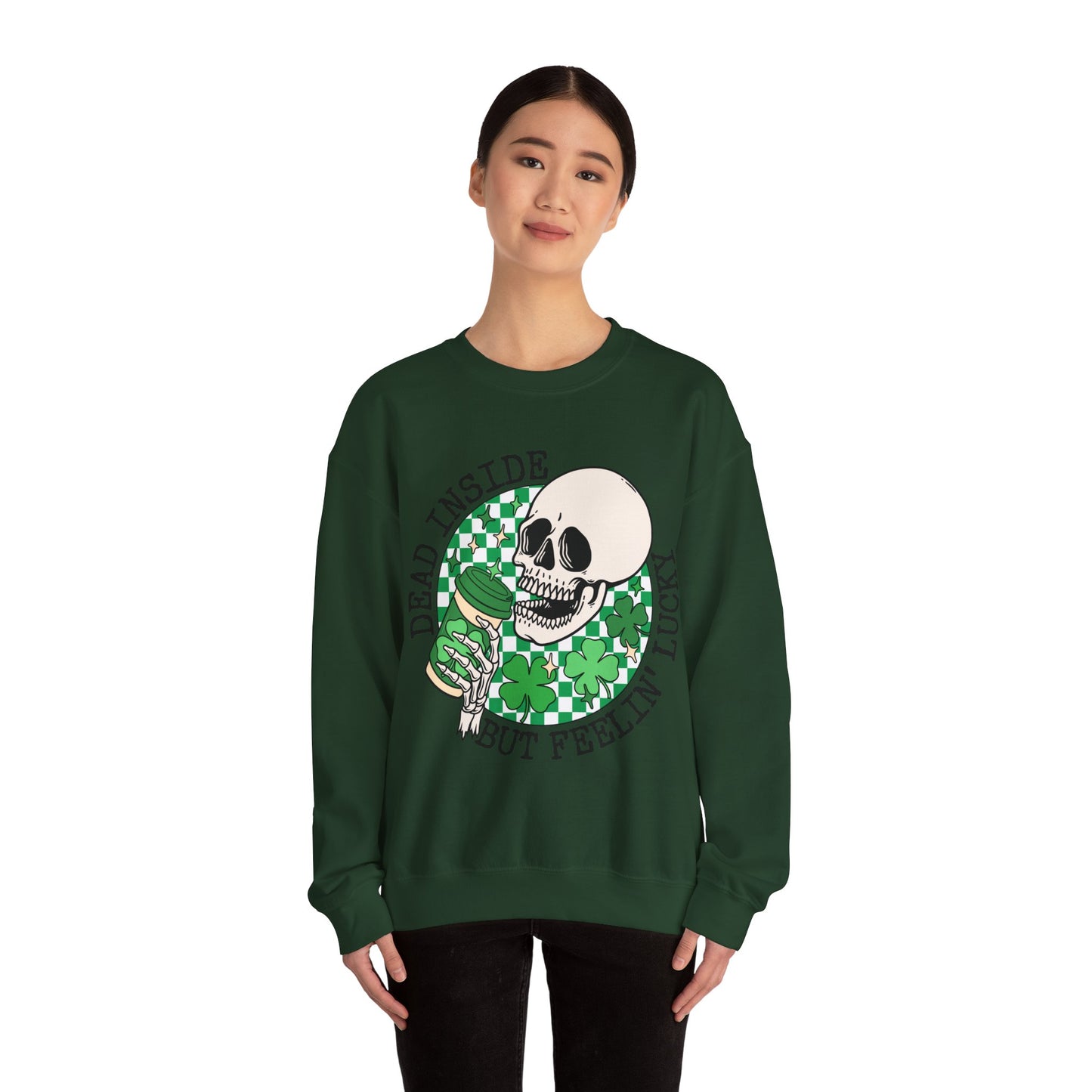 Skull St Patrick's Day Sweatshirt, Saint Paddy's Day Shirt, Lucky Sweatshirt, Checkered Sweatshirt , Skeleton, Shamrock Shirt