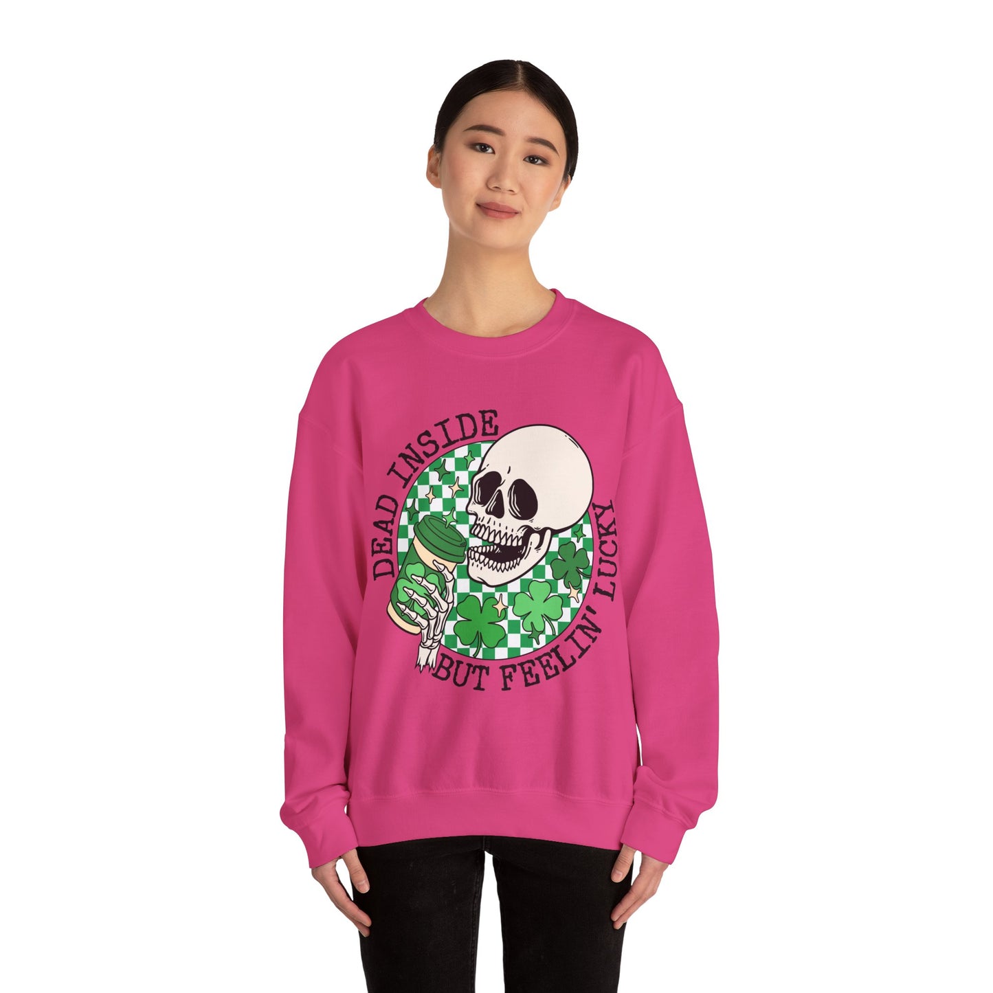 Skull St Patrick's Day Sweatshirt, Saint Paddy's Day Shirt, Lucky Sweatshirt, Checkered Sweatshirt , Skeleton, Shamrock Shirt