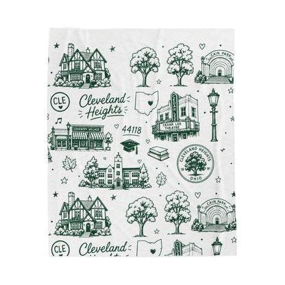 Cleveland Heights Velveteen Plush Blanket – Local Landmark Pattern