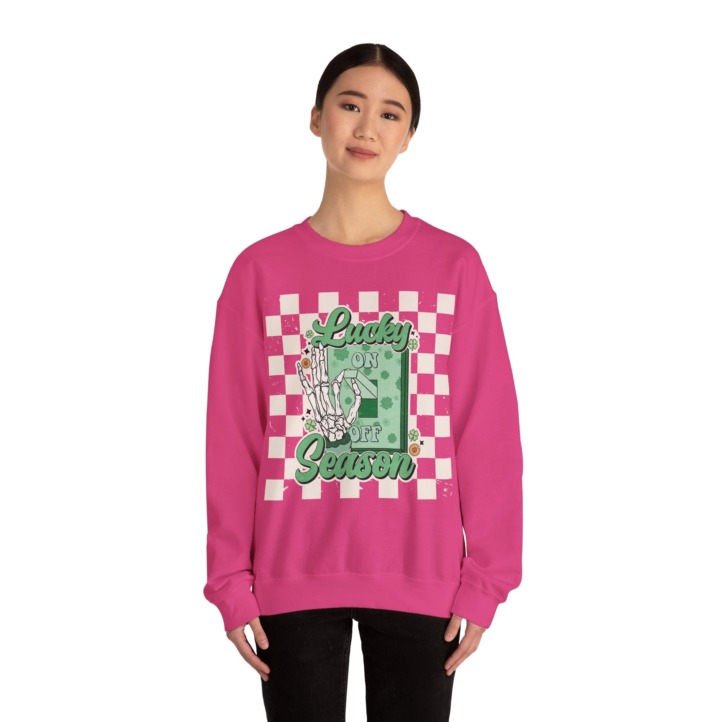 St. Patrick's Day Sweatshirt, Saint Paddy's Day Shirt, Lucky Sweatshirt, Retro, Skeleton, Checkered Print