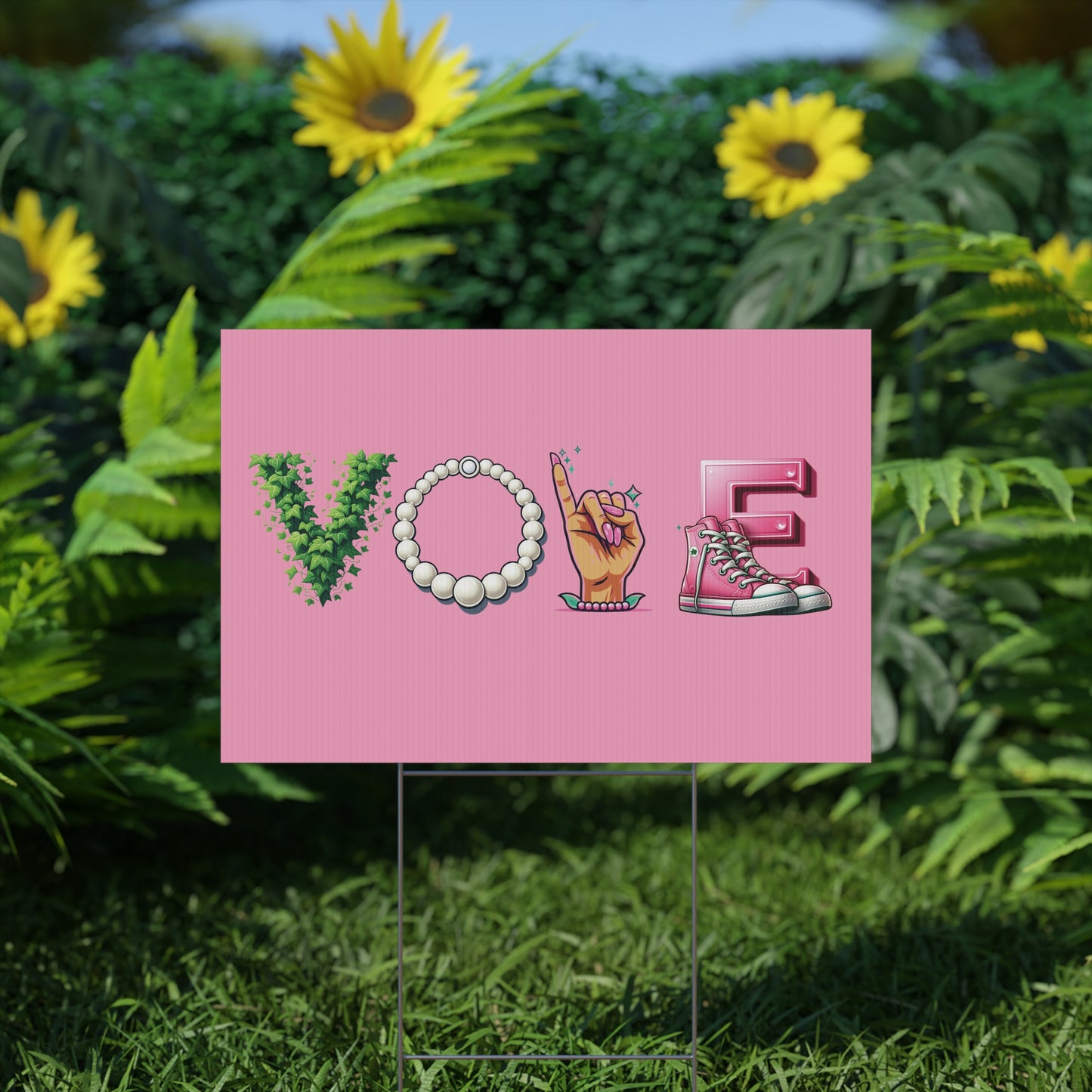 Pink and Green AKA Inspired VOTE Election Plastic Yard Sign