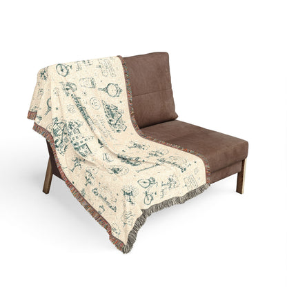 Cozy Cottage Cleveland Heights Woven Blanket — Scenic Village Throw Blanket