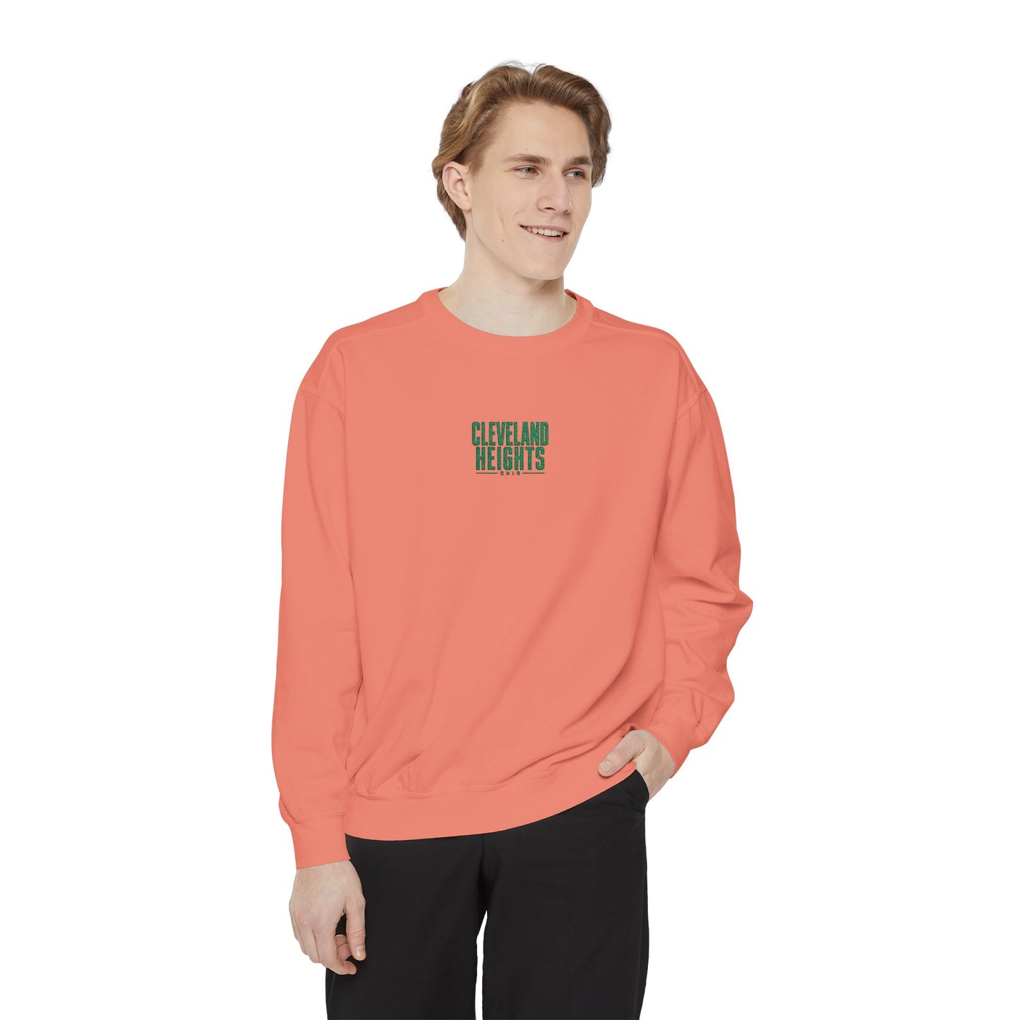 Cleveland Heights Green Script Embroidered Comfort Colors Sweatshirt