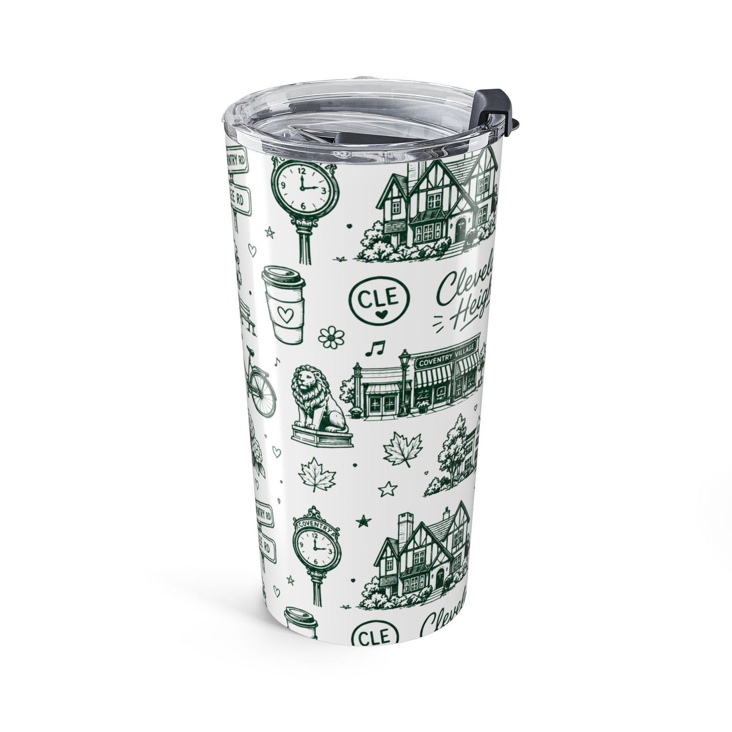 Cleveland Heights 20oz Tumbler — Illustrated City Landmark Travel Mug