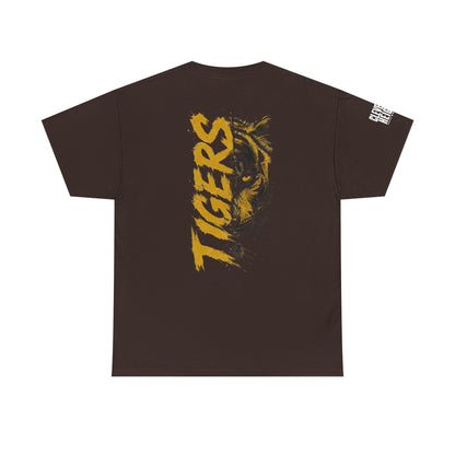 T-Shirt — 'TIGERS' Vertical Tiger Eye Graphic Back Print