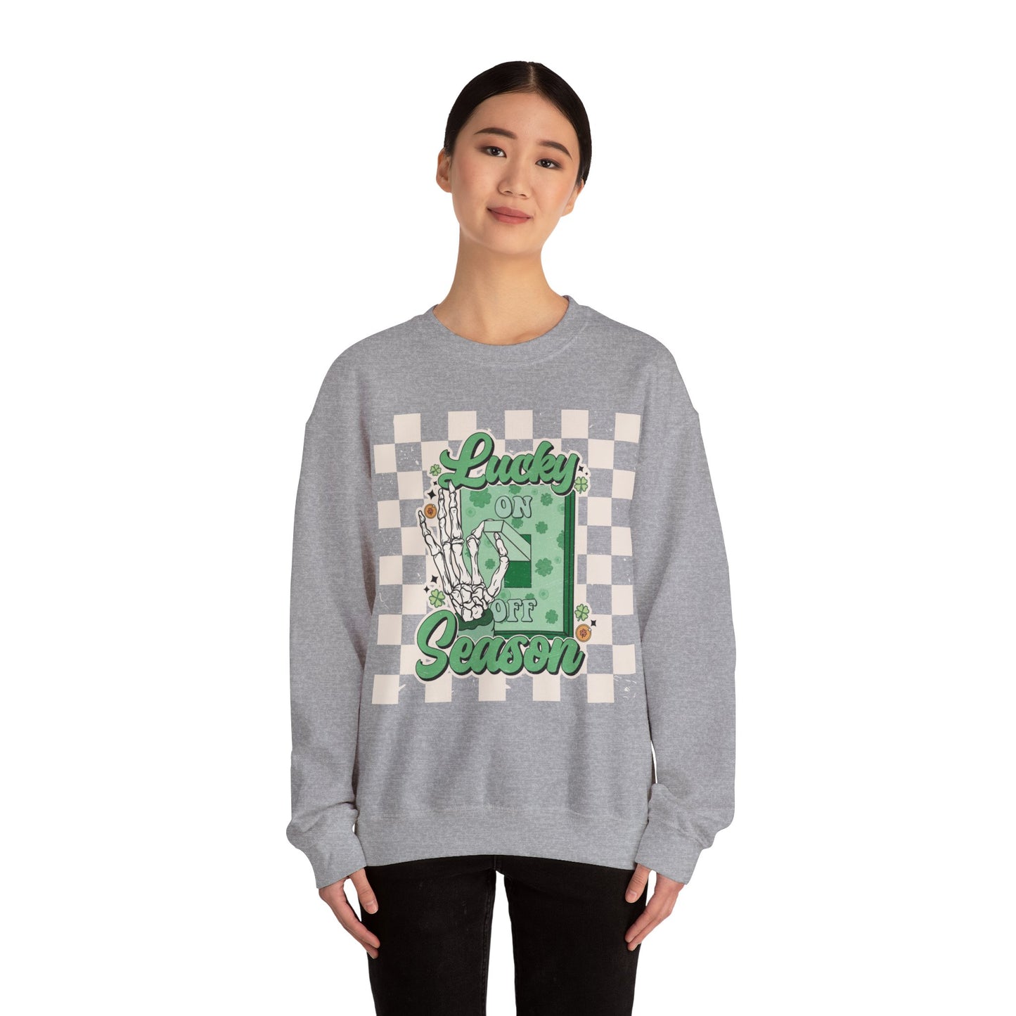 St. Patrick's Day Sweatshirt, Saint Paddy's Day Shirt, Lucky Sweatshirt, Retro, Skeleton, Checkered Print