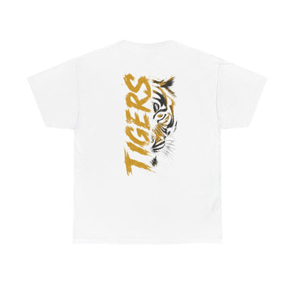 T-Shirt — 'TIGERS' Vertical Tiger Eye Graphic Back Print