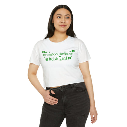 Everyone Loves An Irish Girl Baby Tee Crop Top, St. Patrick's Day T-Shirt, 90's Y2k Shirts, Irish Shirt, Shamrock St. Patty's Day T-shirt