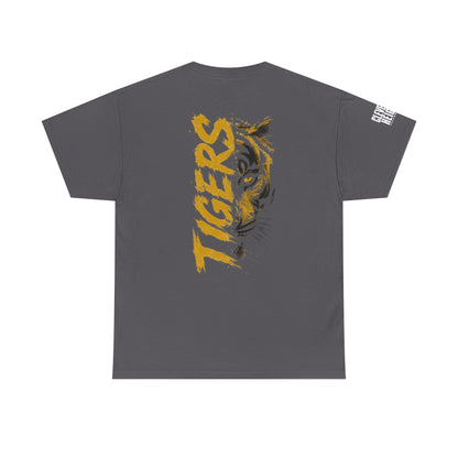 T-Shirt — 'TIGERS' Vertical Tiger Eye Graphic Back Print