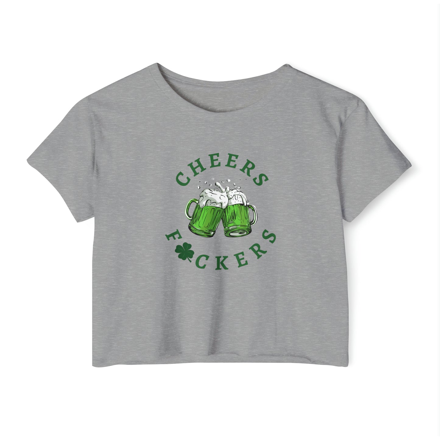 Copy of Cheers Fuckers Baby Tee Crop Top, Green Beer St. Patrick's Day T-Shirt, 90's Y2k Shirts, Irish Shirt, St. Patty's Day T-shirt