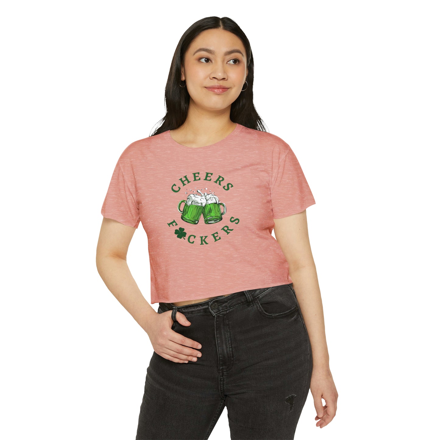 Copy of Cheers Fuckers Baby Tee Crop Top, Green Beer St. Patrick's Day T-Shirt, 90's Y2k Shirts, Irish Shirt, St. Patty's Day T-shirt