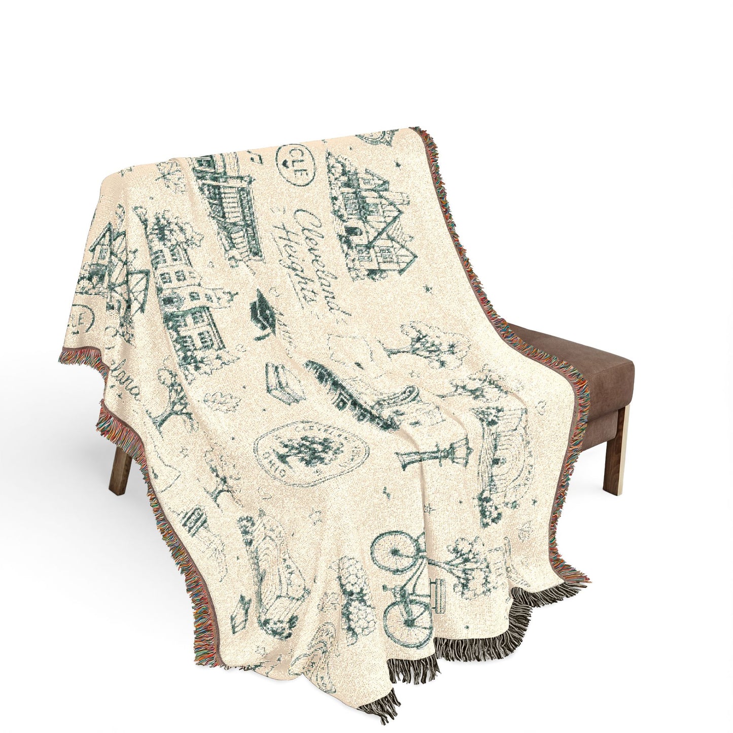 Cozy Cottage Cleveland Heights Woven Blanket — Scenic Village Throw Blanket