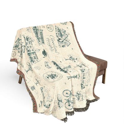 Cozy Cottage Cleveland Heights Woven Blanket — Scenic Village Throw Blanket