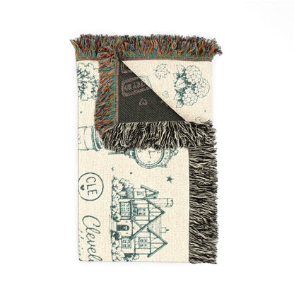 Cozy Cottage Cleveland Heights Woven Blanket — Scenic Village Throw Blanket