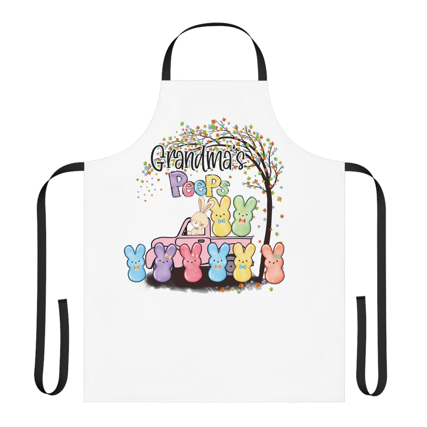 Grandma's Peeps Personalized Easter Apron With Grandkids Names, 5-Color Straps