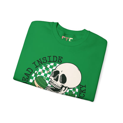 Skull St Patrick's Day Sweatshirt, Saint Paddy's Day Shirt, Lucky Sweatshirt, Checkered Sweatshirt , Skeleton, Shamrock Shirt