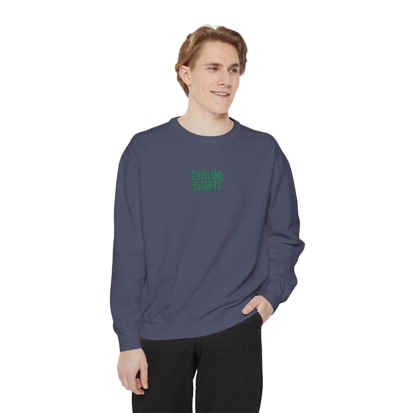 Cleveland Heights Green Script Embroidered Comfort Colors Sweatshirt
