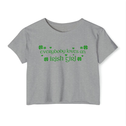 Everyone Loves An Irish Girl Baby Tee Crop Top, St. Patrick's Day T-Shirt, 90's Y2k Shirts, Irish Shirt, Shamrock St. Patty's Day T-shirt