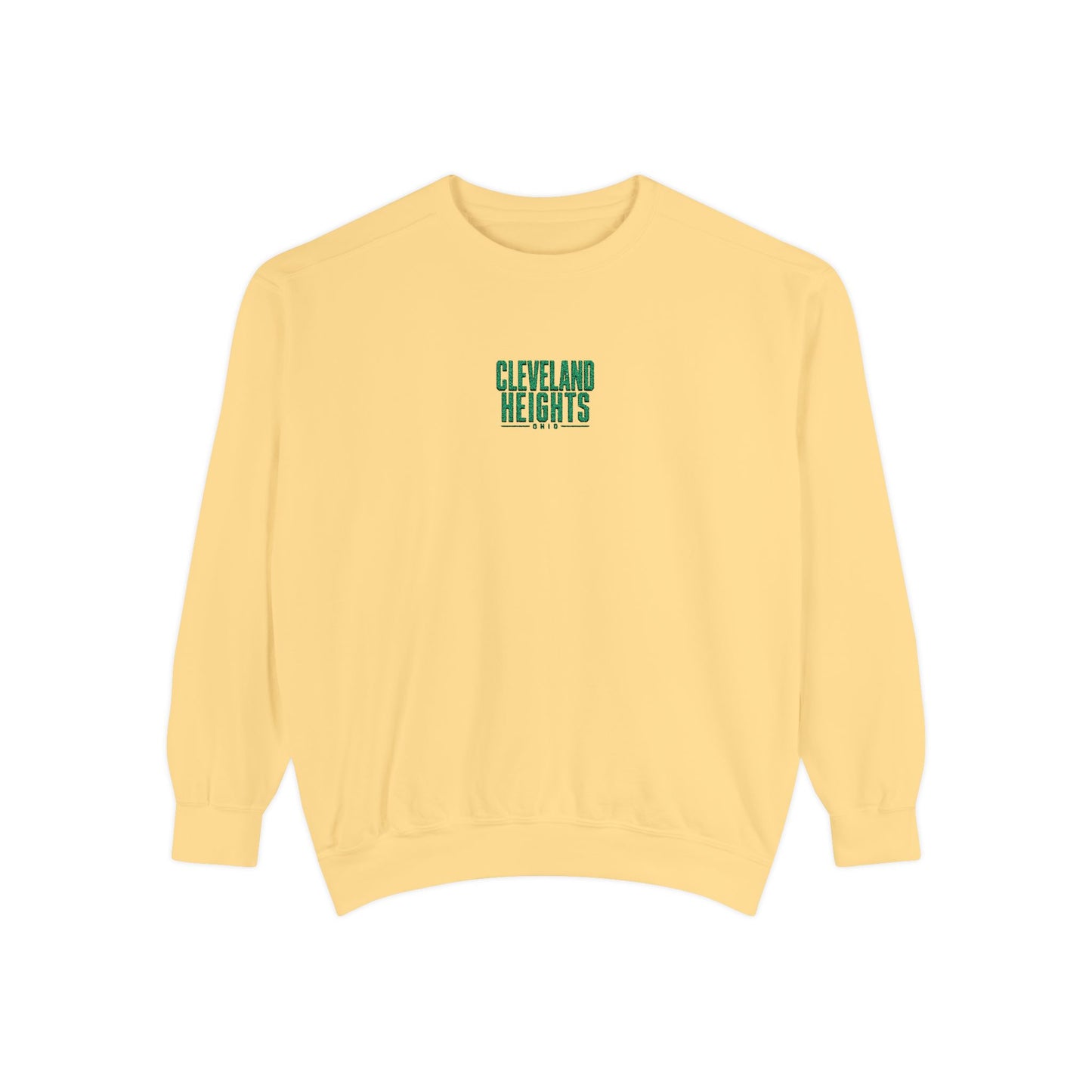 Cleveland Heights Green Script Embroidered Comfort Colors Sweatshirt