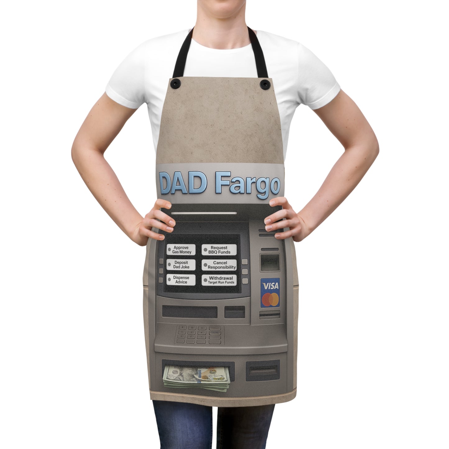 Funny Halloween Costumes for Men, Dad ATM Costume, Halloween Gift, Kitchen Cooking Apron, Cute BBQ Grill Apron, Novelty Party Costume