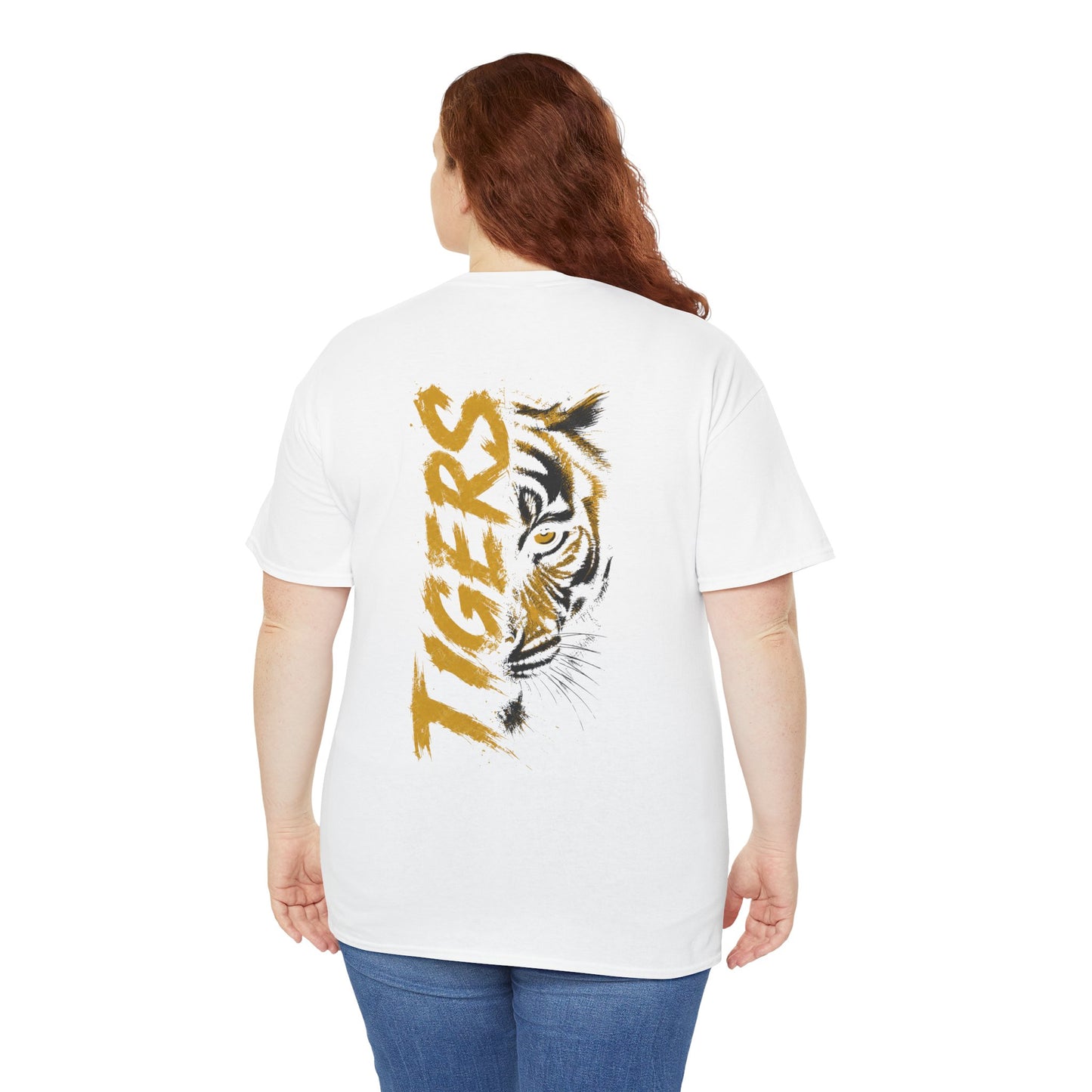 T-Shirt — 'TIGERS' Vertical Tiger Eye Graphic Back Print