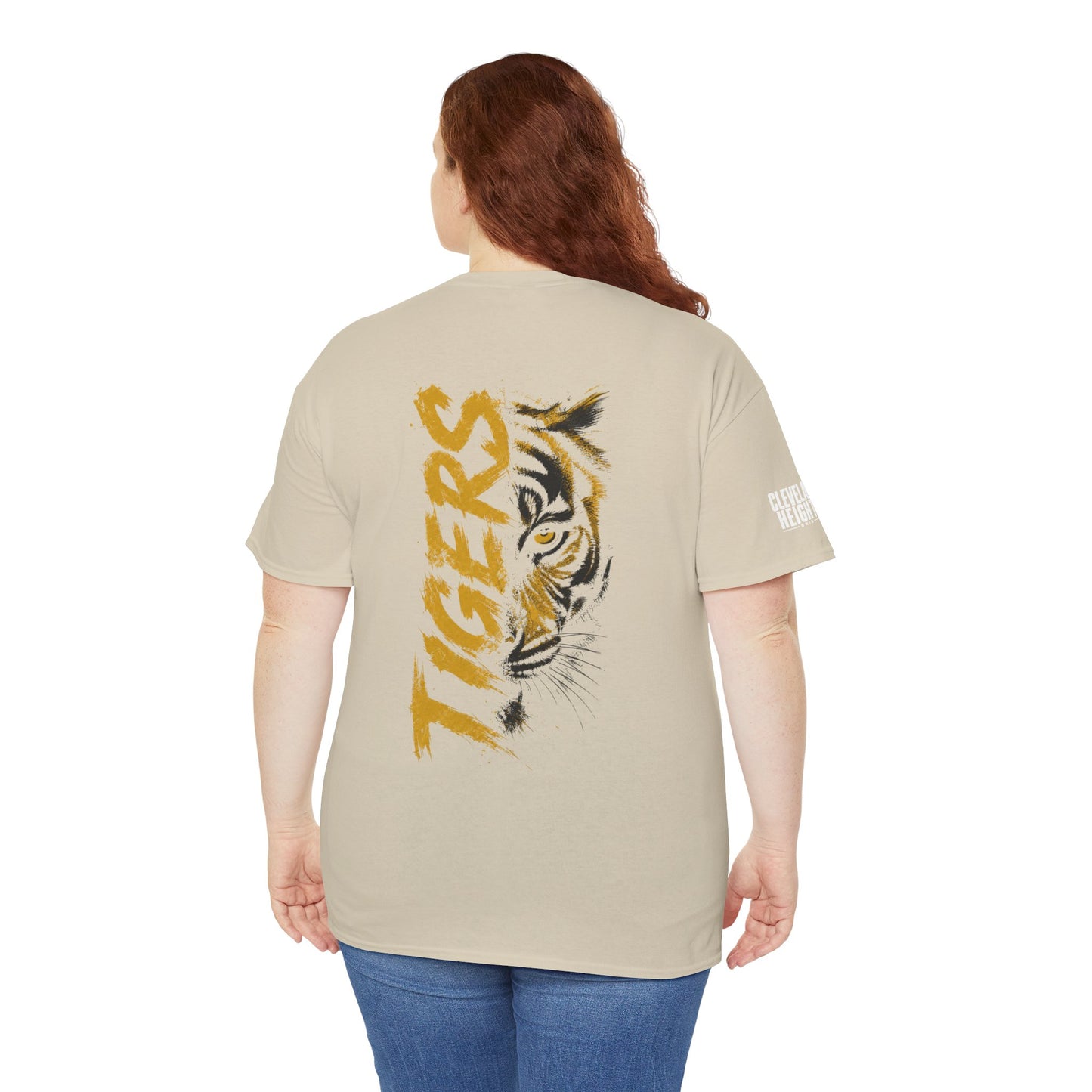 T-Shirt — 'TIGERS' Vertical Tiger Eye Graphic Back Print