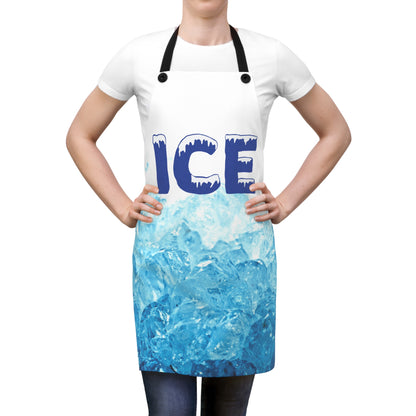 ICE Graphic Apron — Cool Blue Ice Photo Print Kitchen Apron