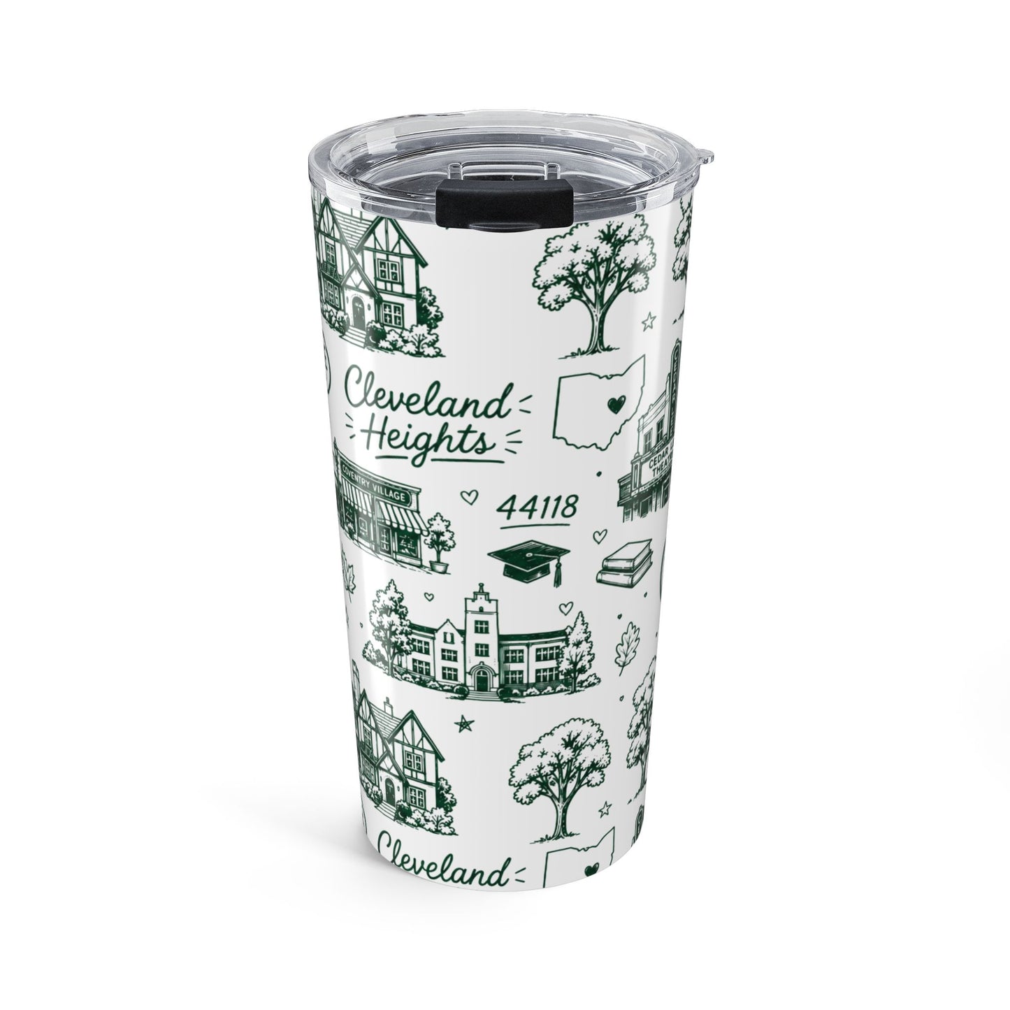 Cleveland Heights 20oz Tumbler — Illustrated City Landmark Travel Mug