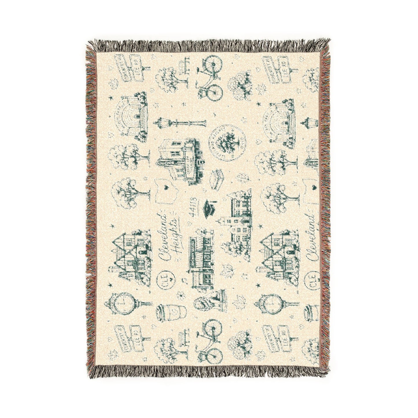 Cozy Cottage Cleveland Heights Woven Blanket — Scenic Village Throw Blanket