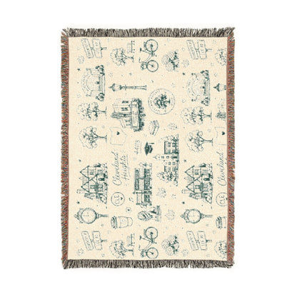 Cozy Cottage Cleveland Heights Woven Blanket — Scenic Village Throw Blanket