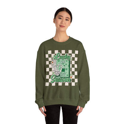 St. Patrick's Day Sweatshirt, Saint Paddy's Day Shirt, Lucky Sweatshirt, Retro, Skeleton, Checkered Print