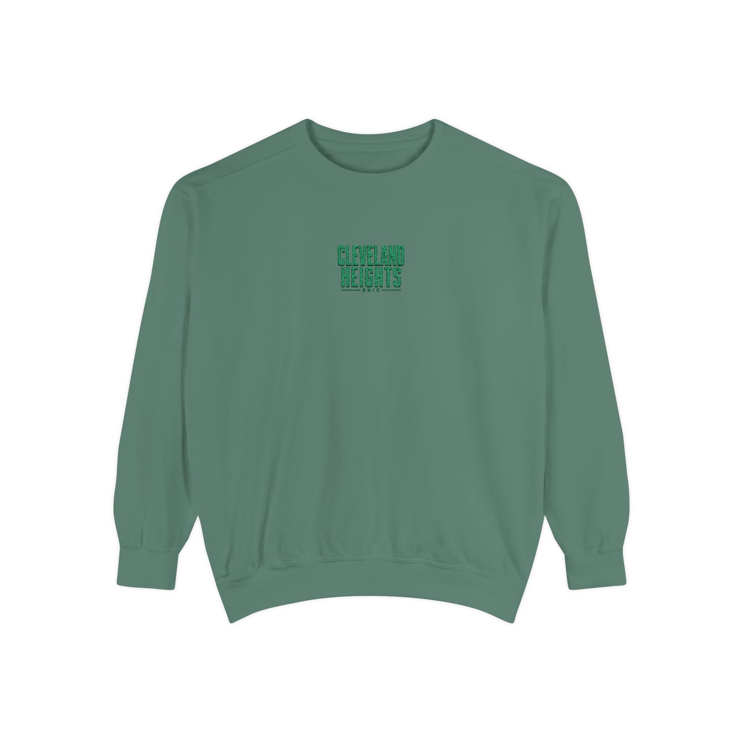 Cleveland Heights Green Script Embroidered Comfort Colors Sweatshirt