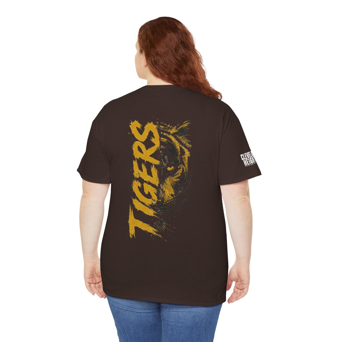 T-Shirt — 'TIGERS' Vertical Tiger Eye Graphic Back Print