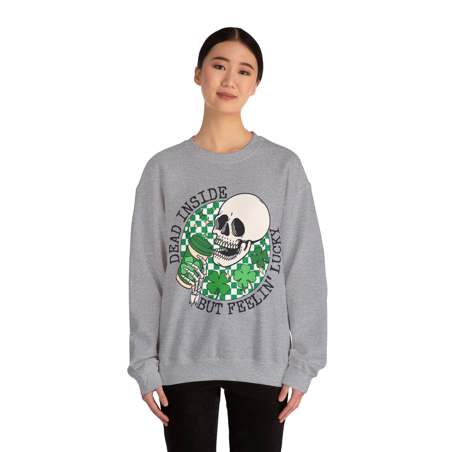 Skull St Patrick's Day Sweatshirt, Saint Paddy's Day Shirt, Lucky Sweatshirt, Checkered Sweatshirt , Skeleton, Shamrock Shirt