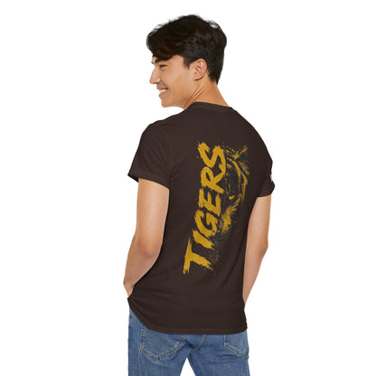 T-Shirt — 'TIGERS' Vertical Tiger Eye Graphic Back Print