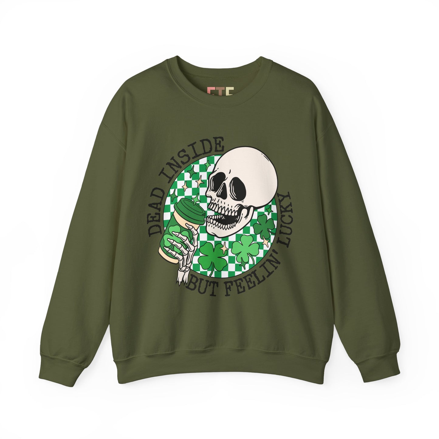 Skull St Patrick's Day Sweatshirt, Saint Paddy's Day Shirt, Lucky Sweatshirt, Checkered Sweatshirt , Skeleton, Shamrock Shirt