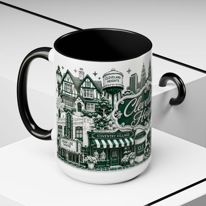 Cleveland Heights Coffee Mug Sample — City Landmark Illustration Accent Mug (11/15oz)