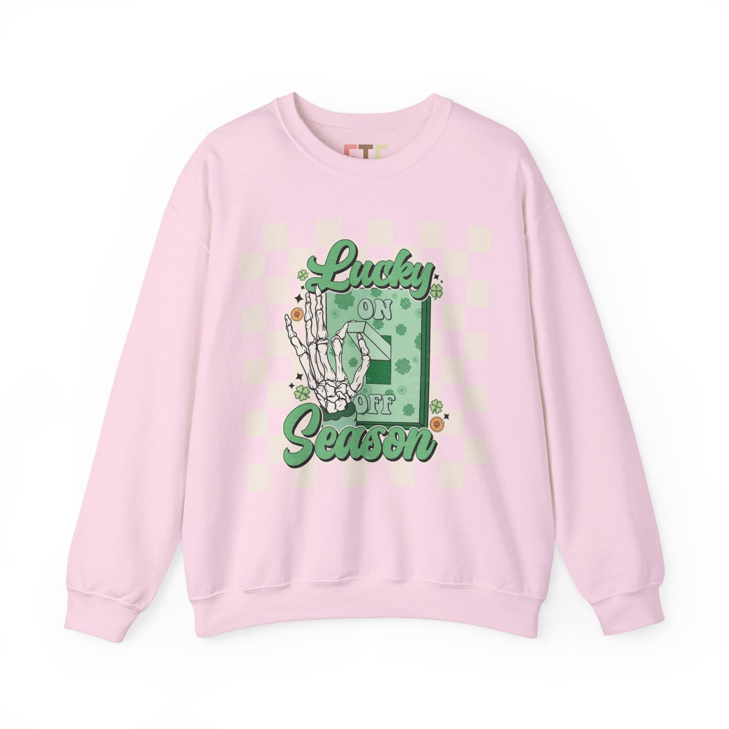 St. Patrick's Day Sweatshirt, Saint Paddy's Day Shirt, Lucky Sweatshirt, Retro, Skeleton, Checkered Print