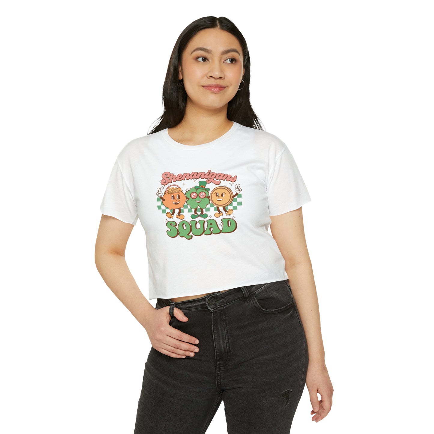 Group St. Patrick's Day Crop Top, Shenanigans Squad Baby Tee, T-Shirts For Friends, Girlfriends For St Paddy's Day Drinking