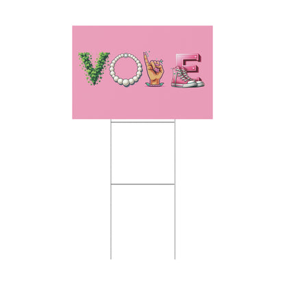 Pink and Green AKA Inspired VOTE Election Plastic Yard Sign