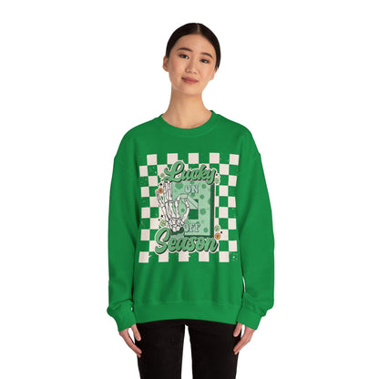 St. Patrick's Day Sweatshirt, Saint Paddy's Day Shirt, Lucky Sweatshirt, Retro, Skeleton, Checkered Print