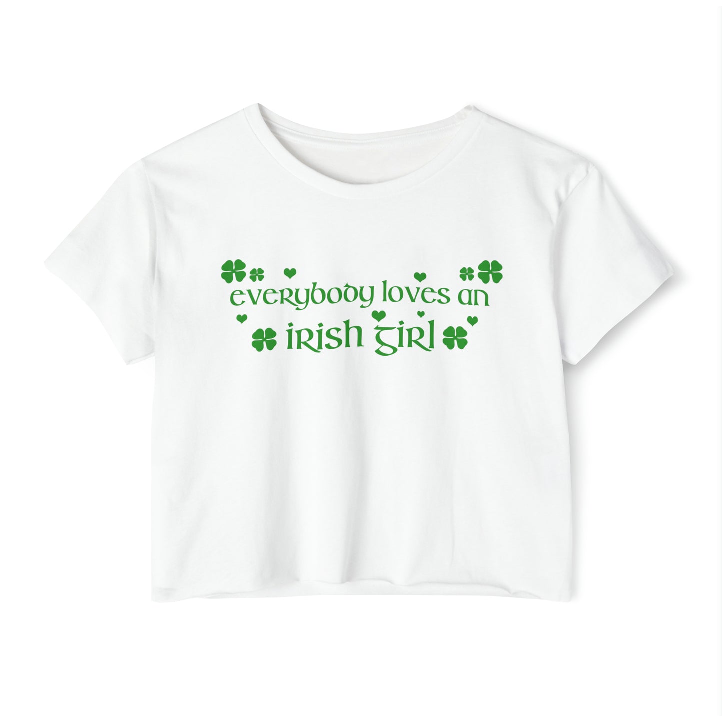 Everyone Loves An Irish Girl Baby Tee Crop Top, St. Patrick's Day T-Shirt, 90's Y2k Shirts, Irish Shirt, Shamrock St. Patty's Day T-shirt