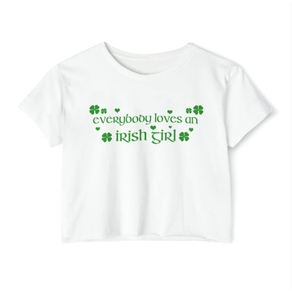 Everyone Loves An Irish Girl Baby Tee Crop Top, St. Patrick's Day T-Shirt, 90's Y2k Shirts, Irish Shirt, Shamrock St. Patty's Day T-shirt