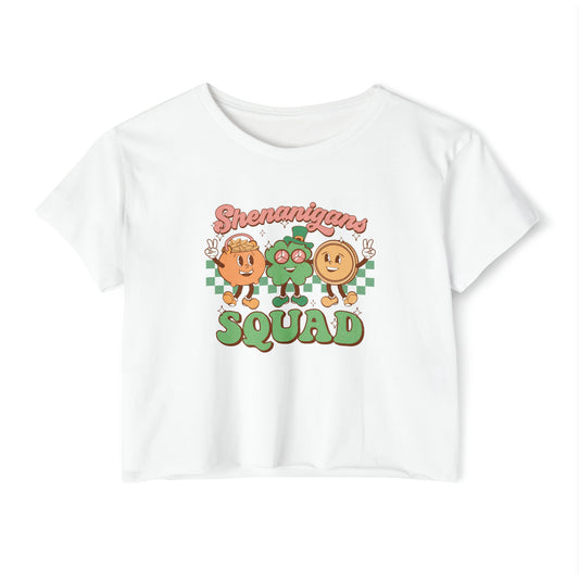 Group St. Patrick's Day Crop Top, Shenanigans Squad Baby Tee, T-Shirts For Friends, Girlfriends For St Paddy's Day Drinking