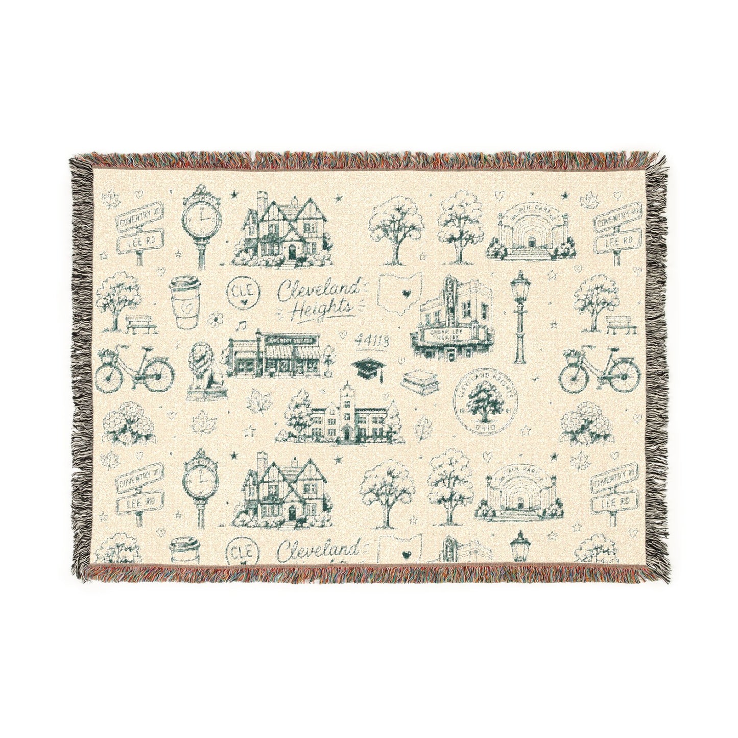 Cozy Cottage Cleveland Heights Woven Blanket — Scenic Village Throw Blanket