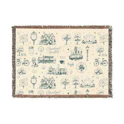 Cozy Cottage Cleveland Heights Woven Blanket — Scenic Village Throw Blanket